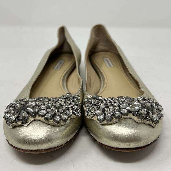 Vera Wang LAVENDER SILVER REAL LEATHER EMBELLISHMENT FLAT ROUND TOE BALLET 6.5 - Picture 2 of 12